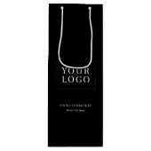 Black Simple Minimal Business Logo Weinpapier Tasc Geschenktüte Für Weinflaschen (Vorderseite)