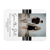 Black Simple Minimalistisch Custom Foto Neu Verlob Magnet (Horizontal)