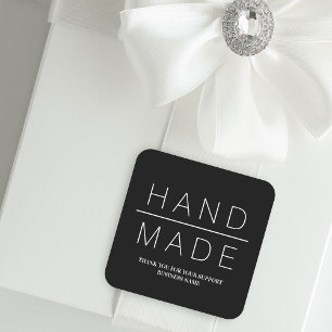 Black Simple Minimalistisch Handmade-Business-dank Quadratischer Aufkleber