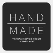 Black Simple Minimalistisch Handmade-Business-dank Quadratischer Aufkleber (Vorderseite)