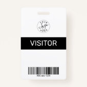 Black Simple Minimalistisch Visitor's Pass ID Ausweis (Vorderseite)