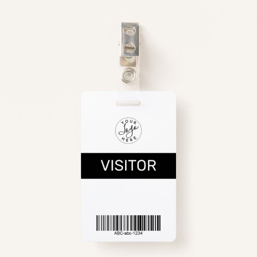 Black Simple Minimalistisch Visitor's Pass ID Ausweis (Vorderseite mit Klammer)