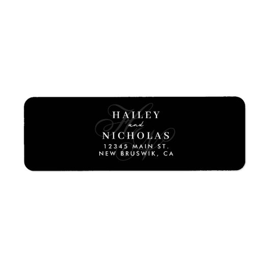 Black Simple Minimalistisch Wedding Rücksendeadres (Vorne)