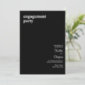 Black Simple Modern Art Engagement Party Einladung (Stehend Vorderseite)