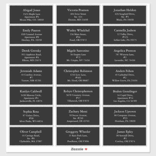 Black Simple Modern Christmas Guest Address Aufkleber (Blatt)