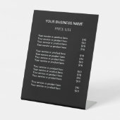 Black Simple Modern Price List Pedestal Sign Sockelschild (Vorderseite)