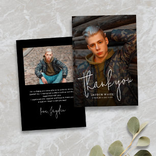 Black Simple Modern Script 2 Foto Abschluss Dankeskarte