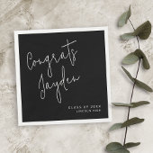Black Simple Modern Script Congrads Graduate Serviette