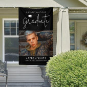 Black Simple Modern Script Foto Graduation Party Banner