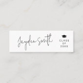 Black Simple Modern Script Graduate Name Card Telefonnummerkarte (Vorderseite)