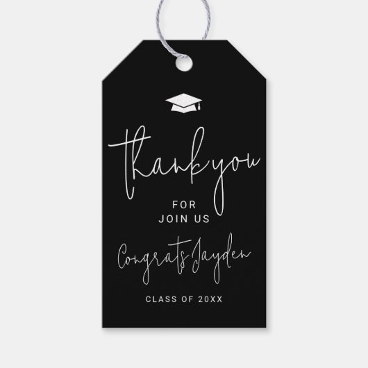 Black Simple Modern Script Graduate Vielen Dank Geschenkanhänger (Vorderseite)