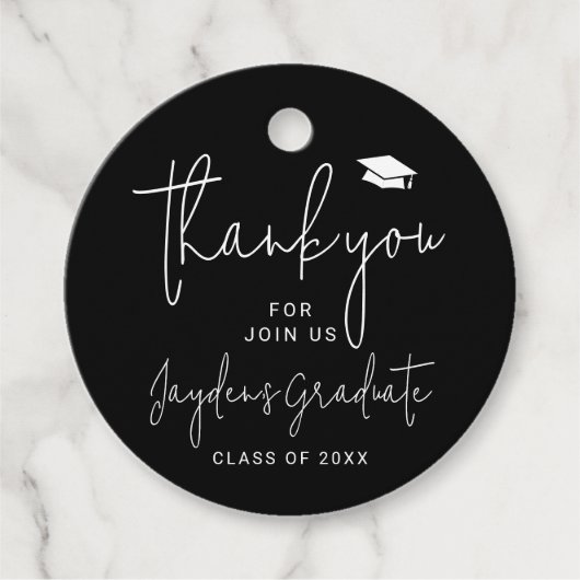 Black Simple Modern Script Graduate vielen Dank Geschenkanhänger (Vorderseite)