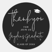 Black Simple Modern Script Graduate vielen Dank Runder Aufkleber (Vorderseite)
