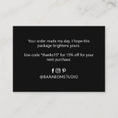 Black Simple Modern Vielen Dank Business Cards Visitenkarte (Rückseite)