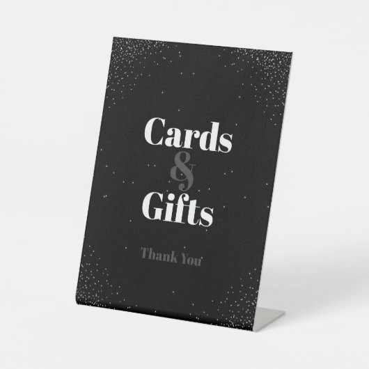 Black Simple Night Sky Hochzeitkarten und Geschenk Sockelschild (Vorderseite)