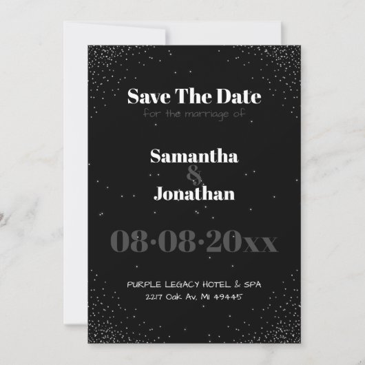 Black Simple Night Sky Wedding Save the Date Einladung (Vorderseite)