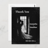 Black Simple Night Sky Wedding Vielen Dank Postkarte (Vorne/Hinten)