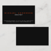 Black Simple Schlicht Architect Business Card Visitenkarte (Vorne/Hinten)
