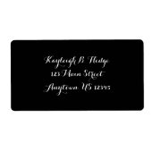 Black Simple Schlicht Cursive Shipping Labels (Vorne)