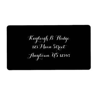 Black Simple Schlicht Cursive Shipping Labels