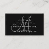 Black Simple Schlicht Monogram Business Card Visitenkarte (Rückseite)