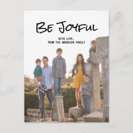 Black Simple Script Be Joyful Foto Postcard Postkarte