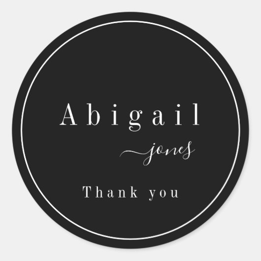 Black Simple Script Modern Luxus Vielen Dank Runder Aufkleber (Vorderseite)