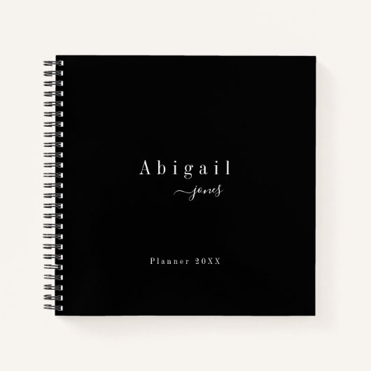 Black Simple Script Moderner Luxus Beruflich Notizblock (Vorderseite)