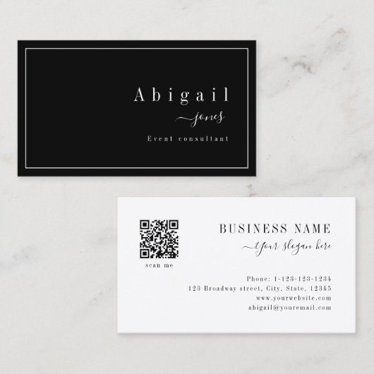 Black Simple Script Moderner Luxus Beruflich Visitenkarte (Vorne/Hinten)