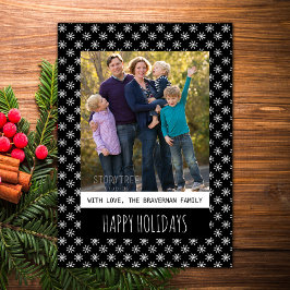 Black Simple Snowflake Foto Flat Card Feiertagskarte