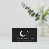 Black Simple Standard Basic Moon Luna Stars Visitenkarte (Stehend Vorderseite)