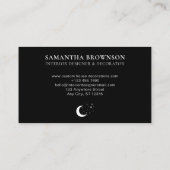 Black Simple Standard Basic Moon Luna Stars Visitenkarte (Rückseite)