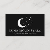 Black Simple Standard Basic Moon Luna Stars Visitenkarte (Vorderseite)