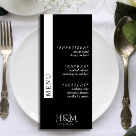 Black Simple Stripe Dinner Hochzeitsempfang Menükarte