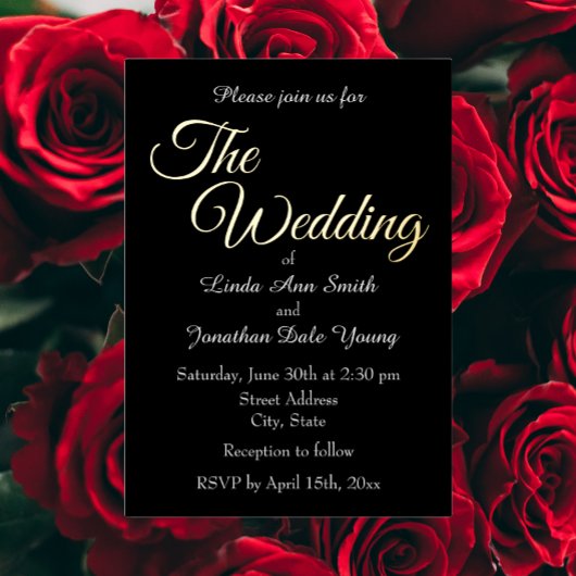 Black Simple Style Wedding Folieneinladung