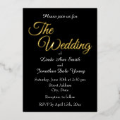 Black Simple Style Wedding Folieneinladung (Vorderseite)