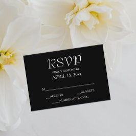 Black Simple Style Wedding RSVP Karte