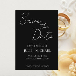 Black Simple Style Wedding Save The Date