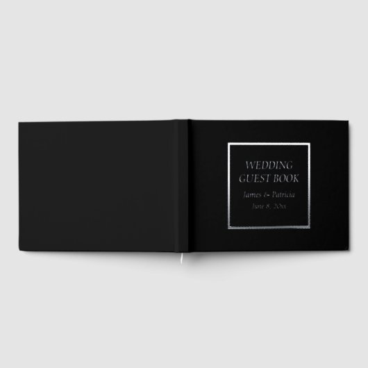 Black Simple Stylicing Lettering Wedding Gästebuch (Voll)