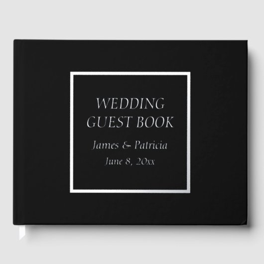 Black Simple Stylicing Lettering Wedding Gästebuch (Vorderseite)