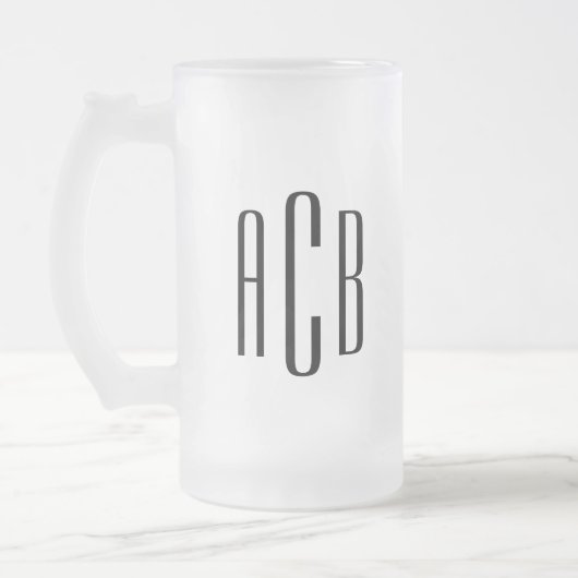Black Simple Three Letter Wedgram Mattglas Bierglas (Links)