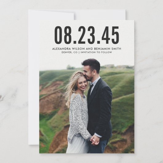 Black Simple Typografie Ankündigung Datum freihalt (Vorderseite)