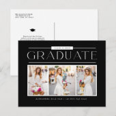 Black Simple Typografy Foto Collage Abschluss Postkarte (Vorne/Hinten)