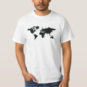 Black Simple World Map T-Shirt (Vorderseite)