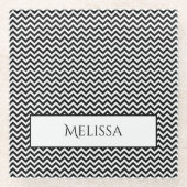 Black Simple Zickzack Personalisiert Glass Unterse Glasuntersetzer (Vorderseite)