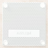 Black Simple Zickzack Personalisiert Glass Unterse Glasuntersetzer (Rückseite)