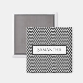 Black Simple Zickzack Personalisiert Magnet (Vorderseite/Rückseite)