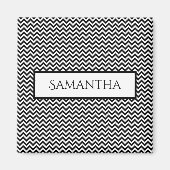Black Simple Zickzack Personalisiert Magnet (Vorne)