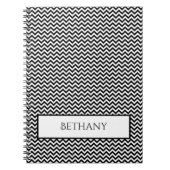 Black Simple Zickzack Personalisiertes Notebook Notizblock (Vorderseite)