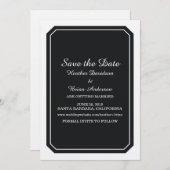 Black Simply Elegant Save the Date laden Einladung (Vorne/Hinten)